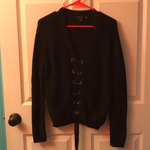 Black lace up sweater